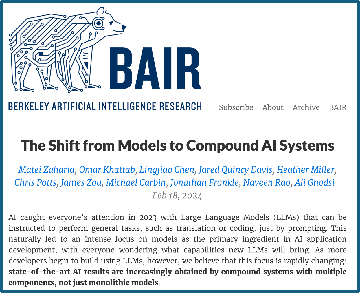 Compounded AI System : The Shift from Models to Compound AI Systems